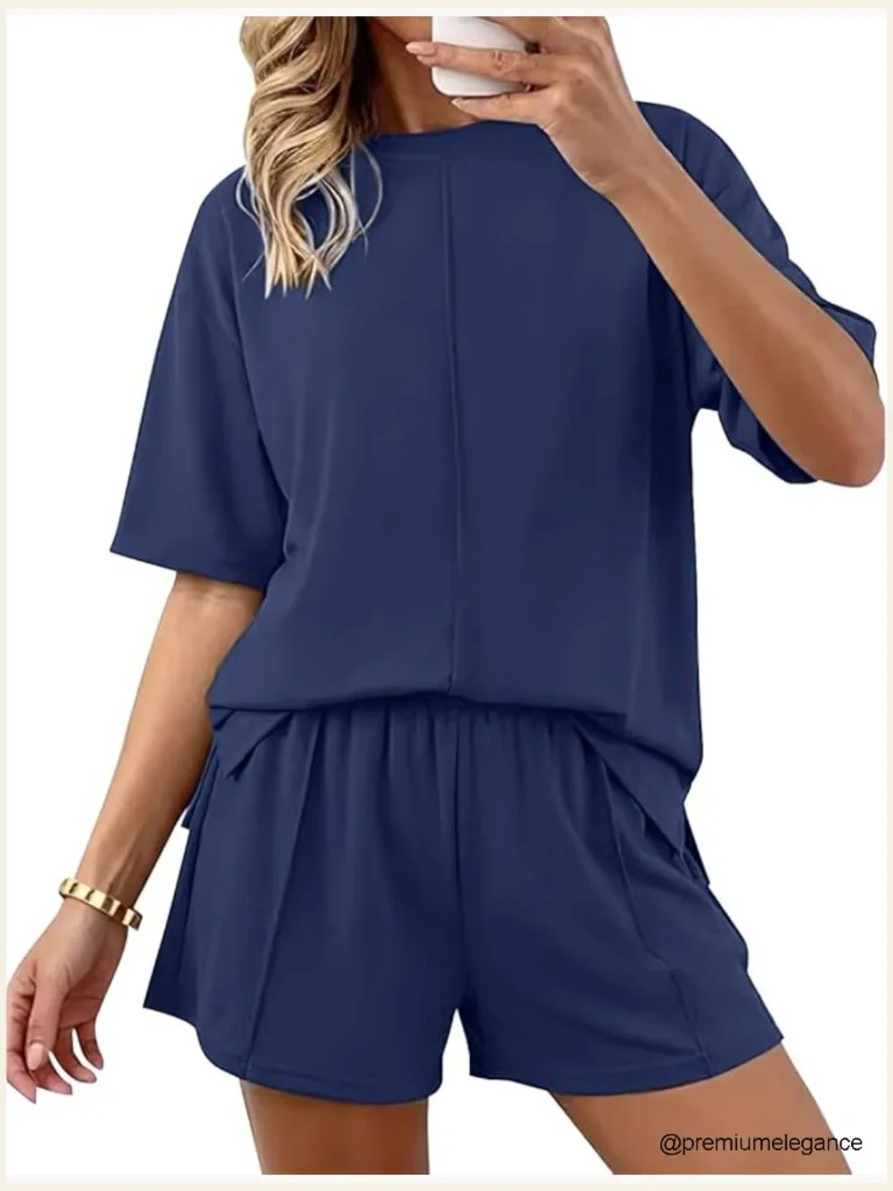 Women's 2 Piece Lounge Set Short Sleeve Top & Shorts Matching Outfit